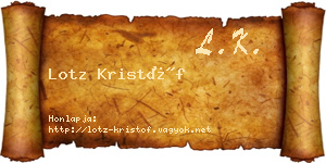 Lotz Kristóf névjegykártya